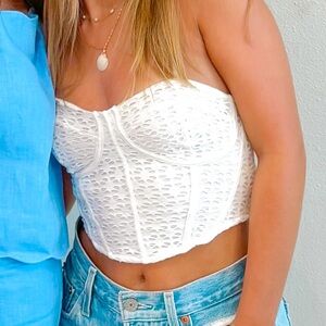 bershka white crop bustier top